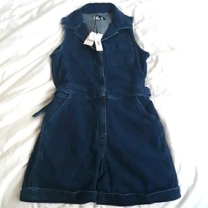 MACY,s M1858, Dark Blue, Denim short romper, size S, Great for Summer!